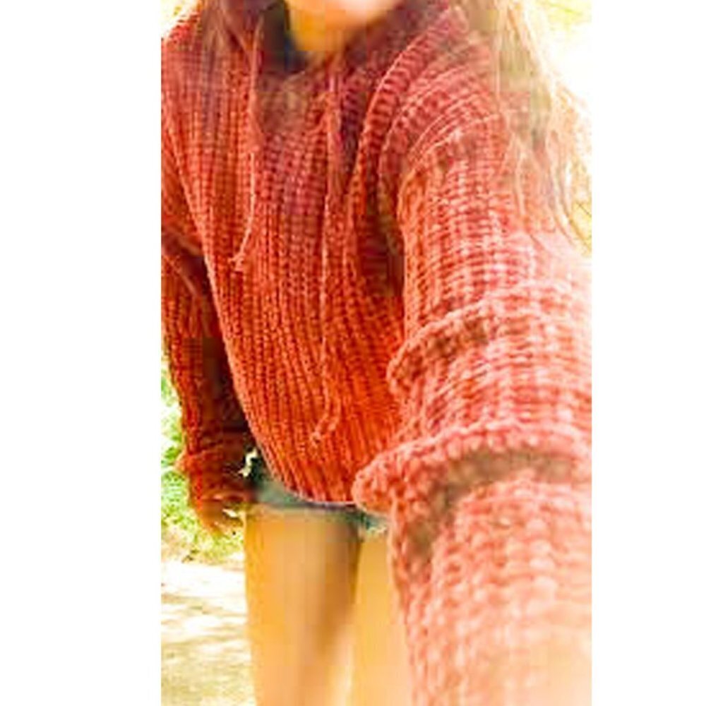 Chunky Chenille knit crop hoodie
